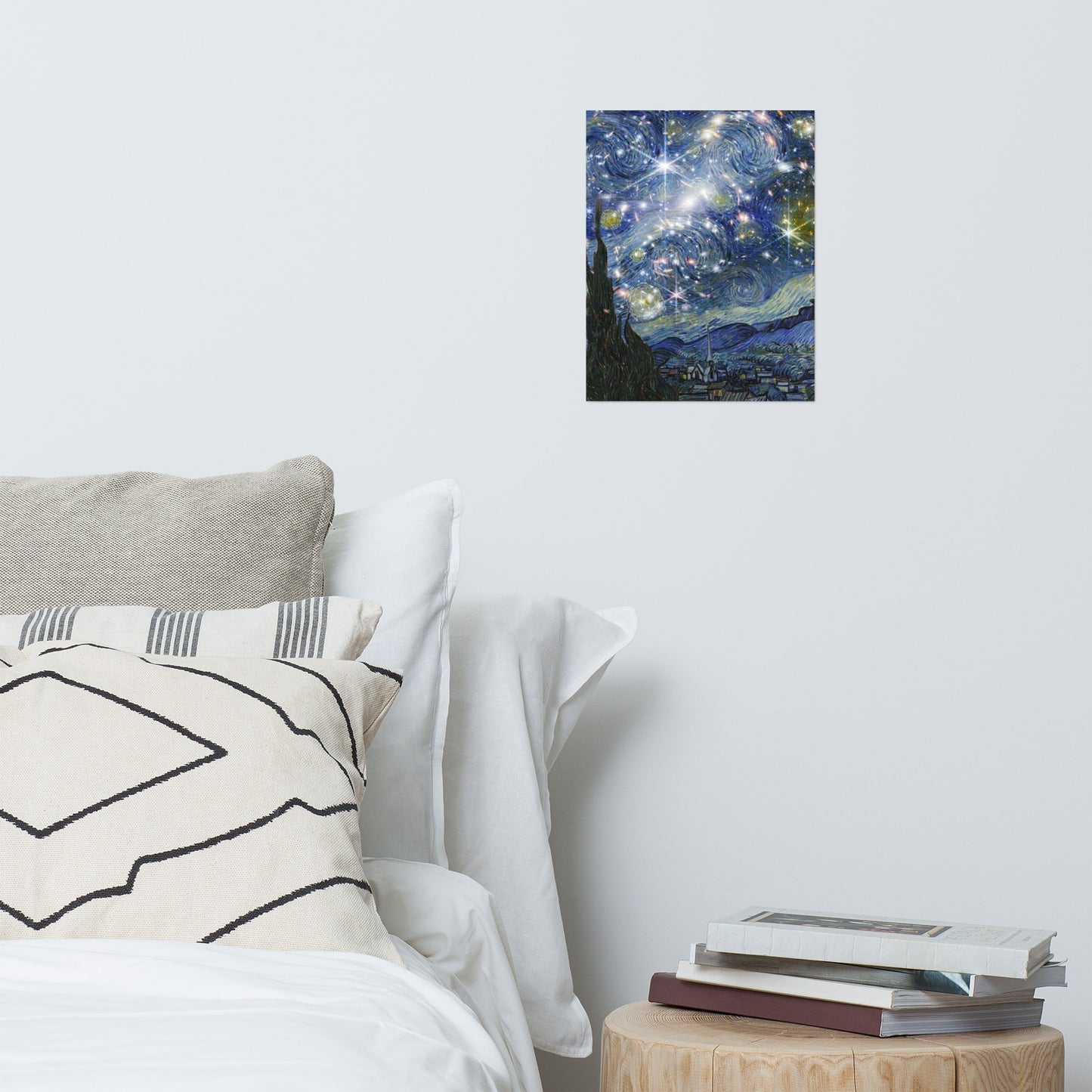 Starry night mixed with galxy Poster