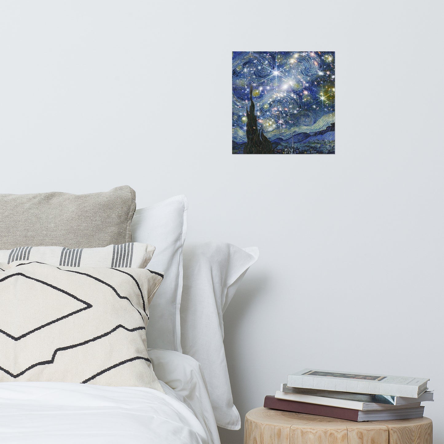 Starry night mixed with galxy Poster