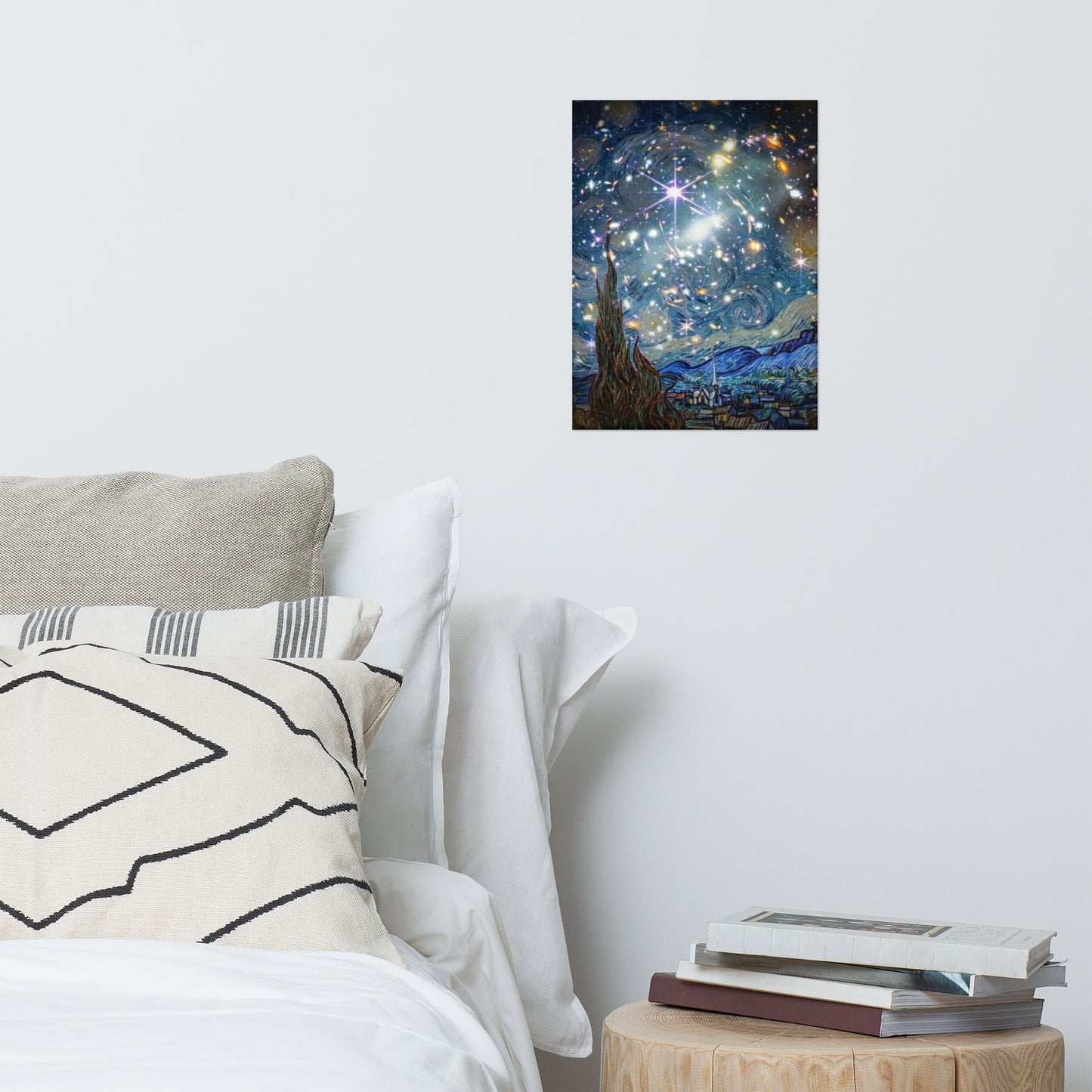 starry night with the image from the James Webb Telescope