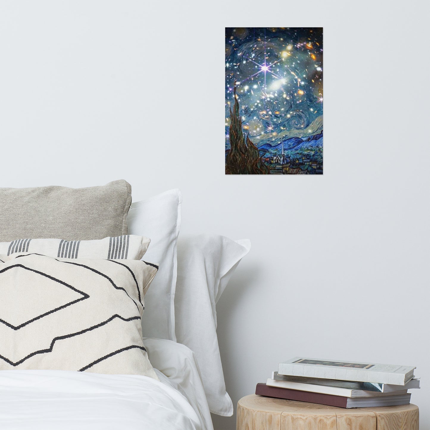 starry night with the image from the James Webb Telescope