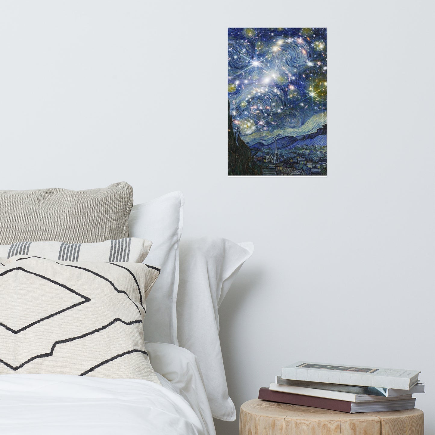 Starry night mixed with galxy Poster