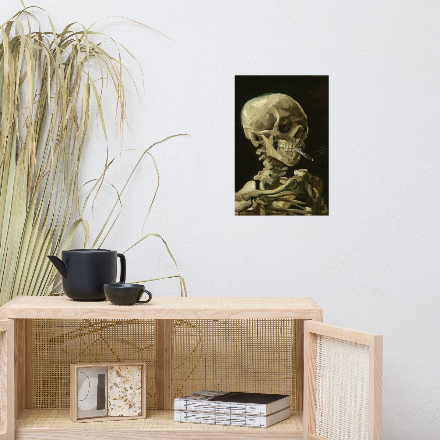 Van Gogh Skeleton Smoking Poster