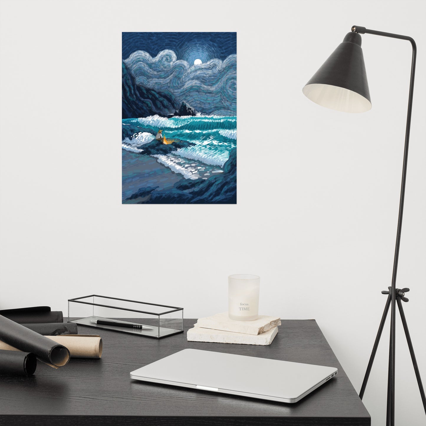 Van gogh and waves Poster