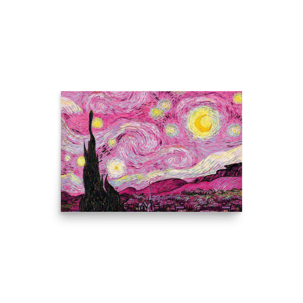 Starry night in pink Poster