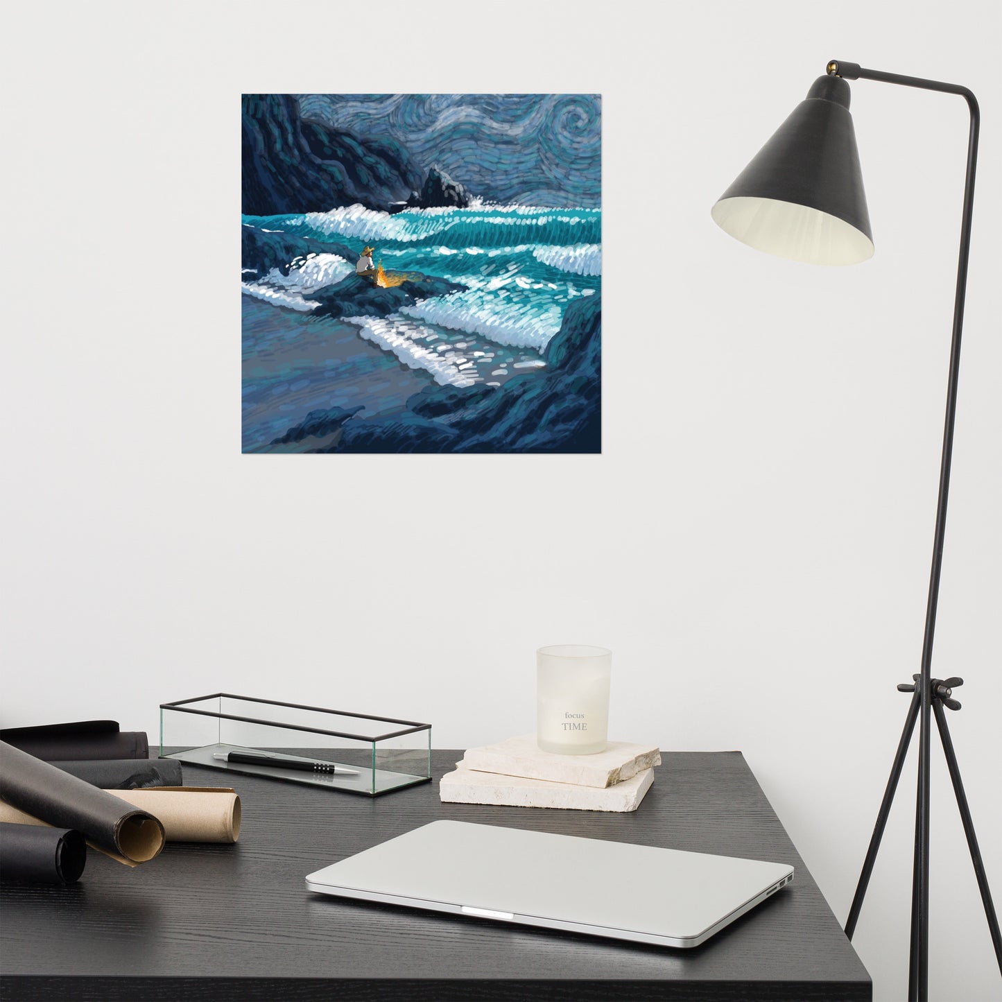 Van gogh and waves Poster