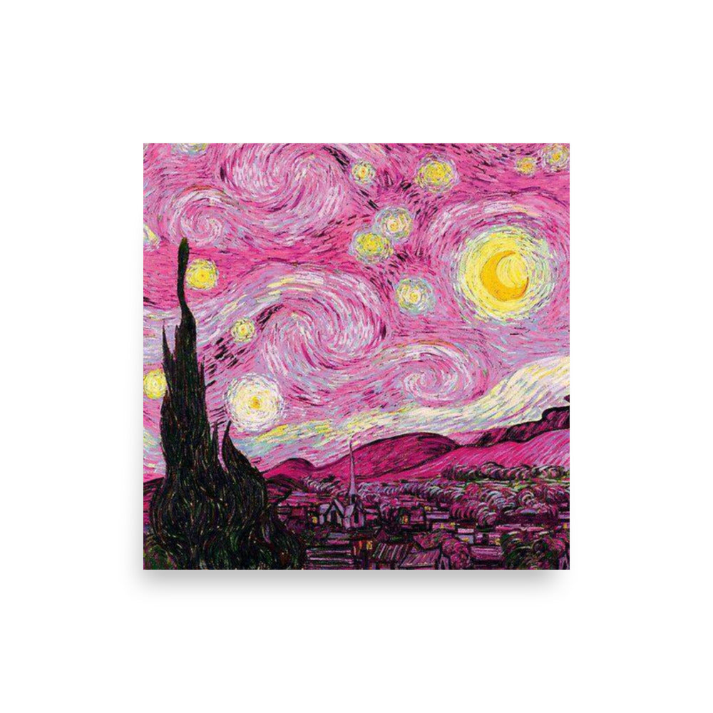 Starry night in pink Poster