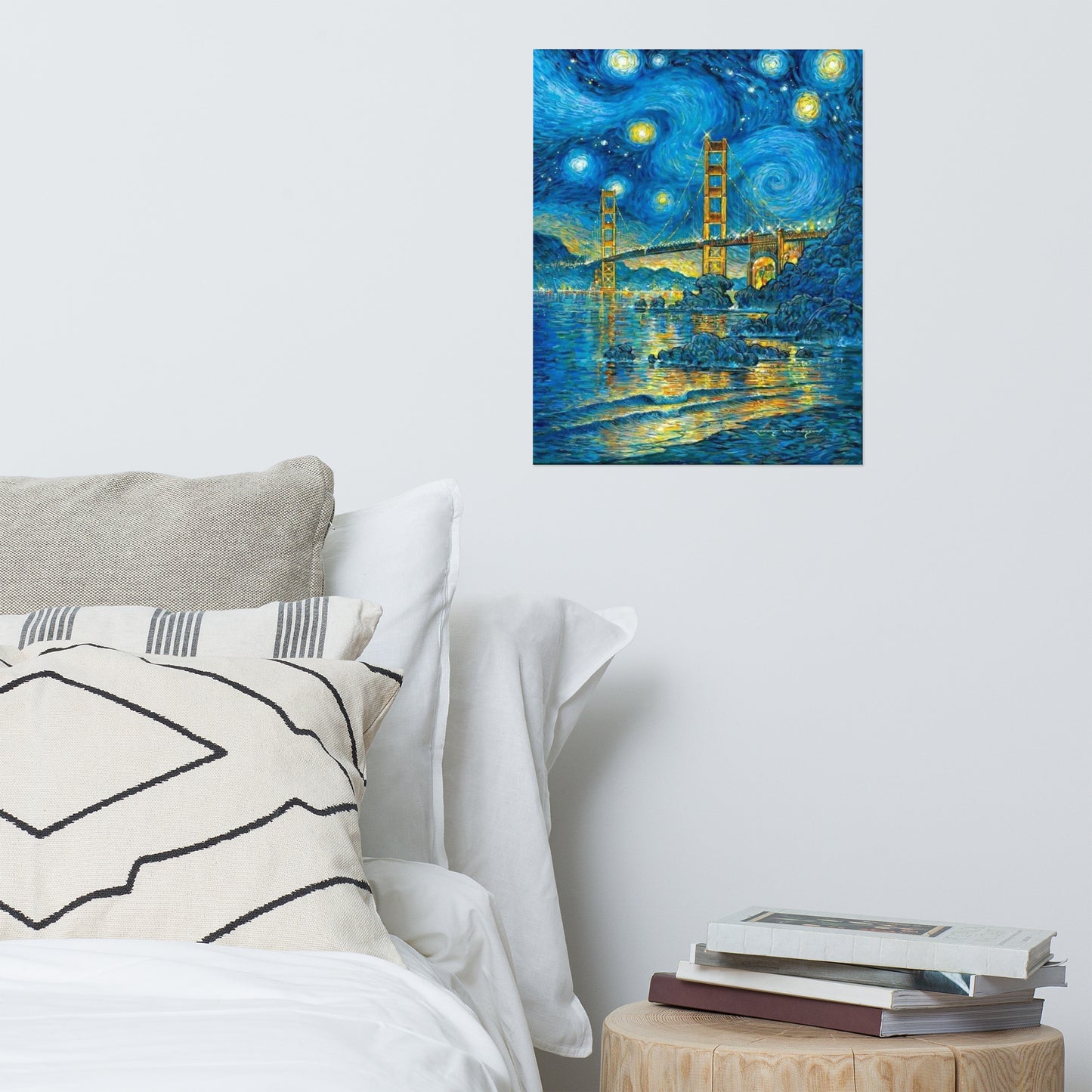 Golden gate bridge starry night  Poster