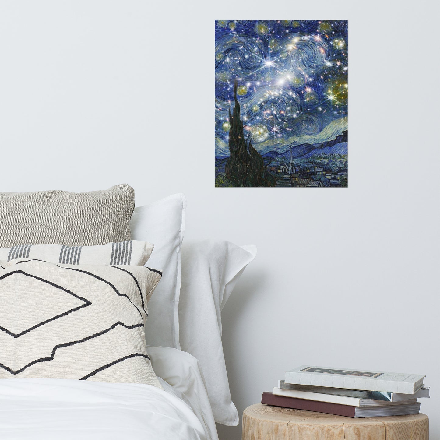 Starry night mixed with galxy Poster