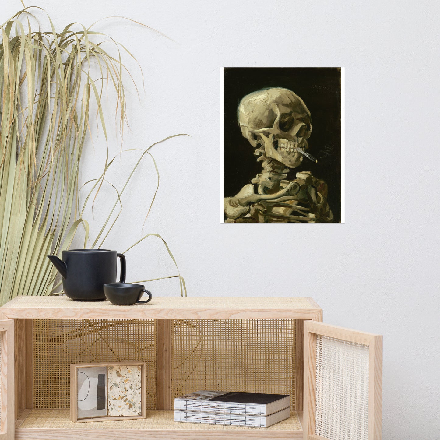 Van Gogh Skeleton Smoking Poster