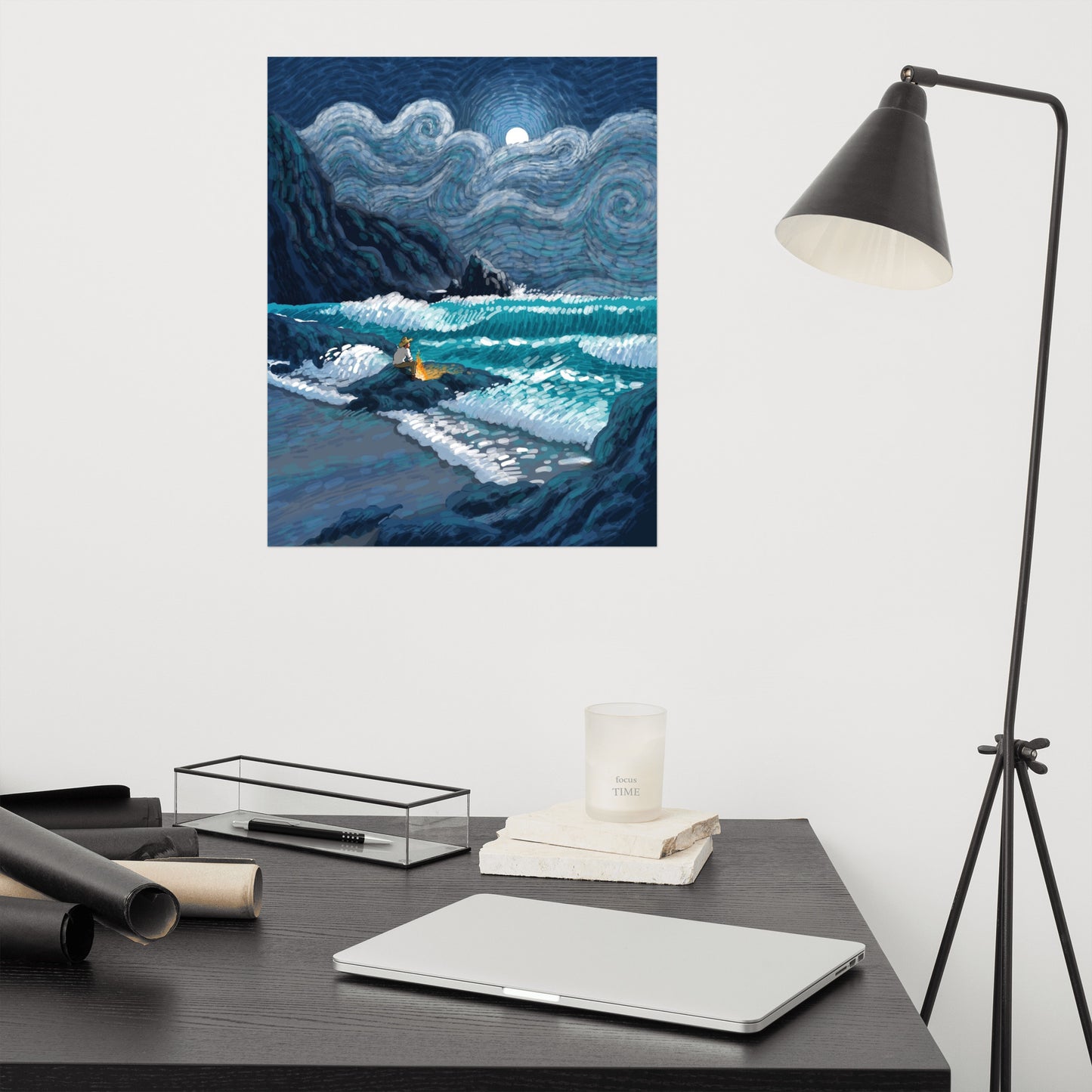 Van gogh and waves Poster