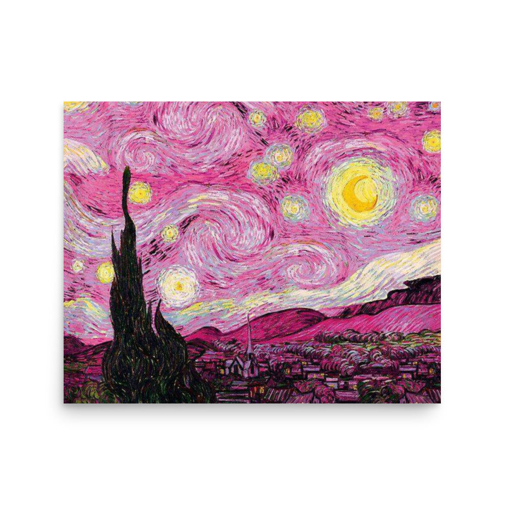 Starry night in pink Poster