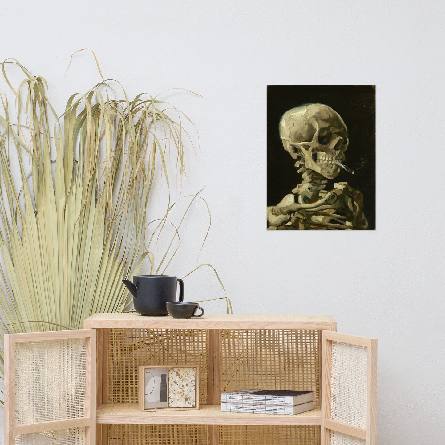 Van Gogh Skeleton Smoking Poster