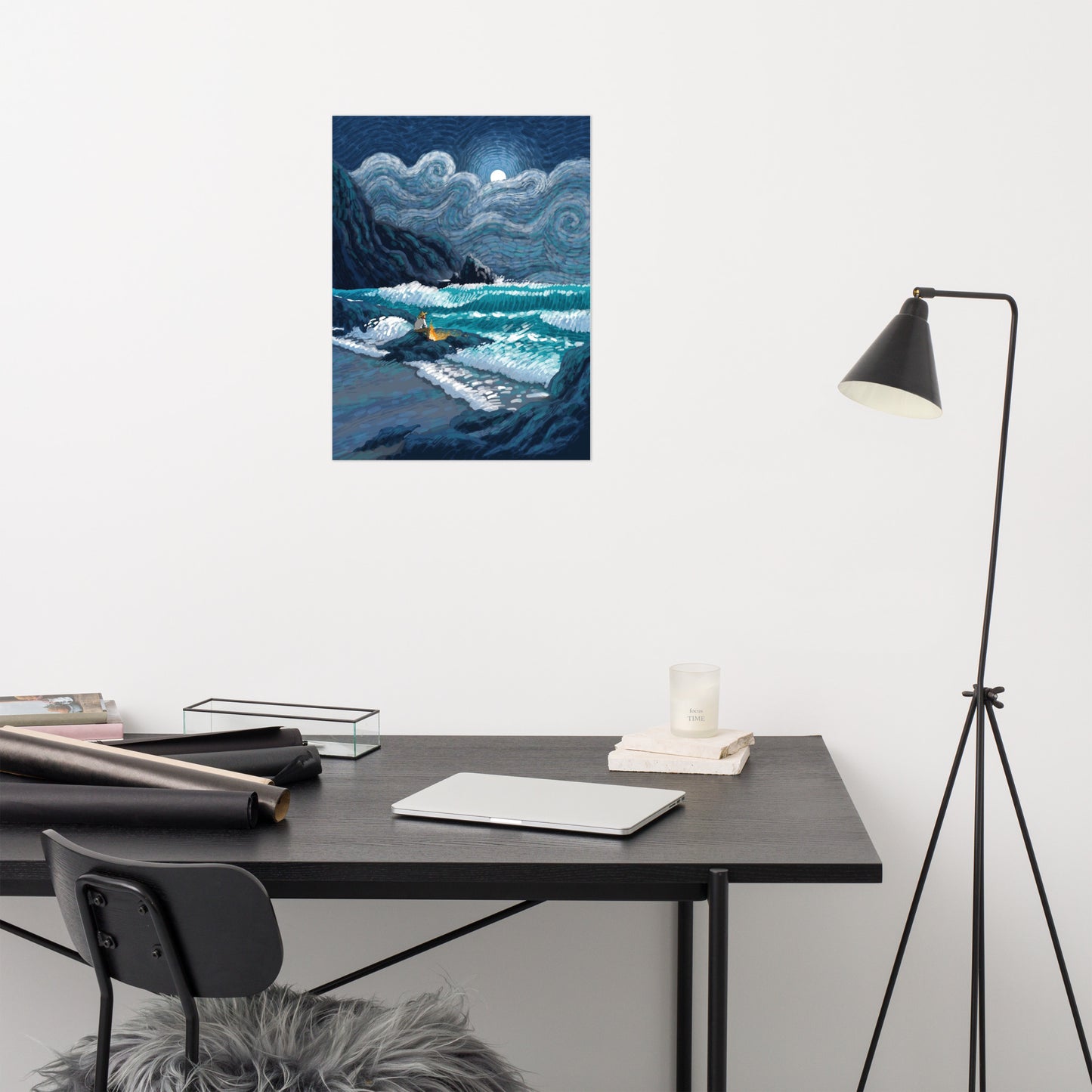 Van gogh and waves Poster