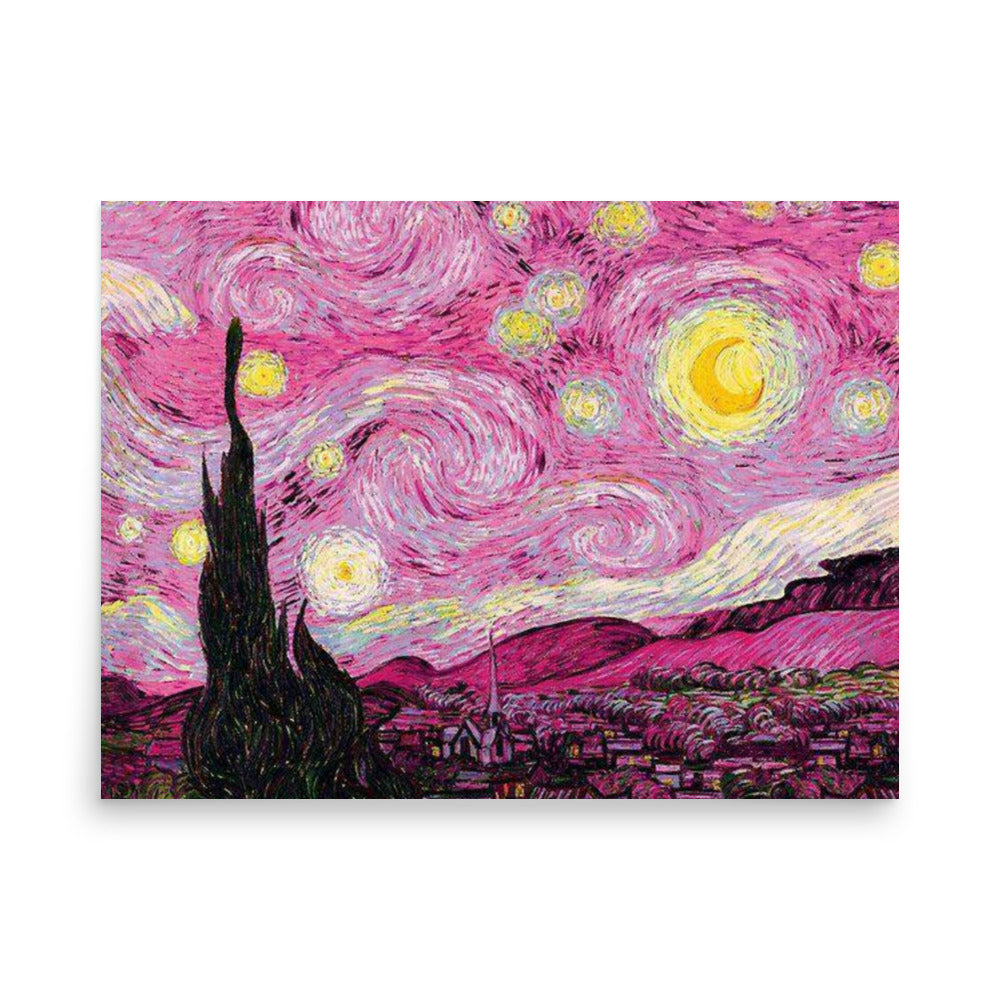 Starry night in pink Poster