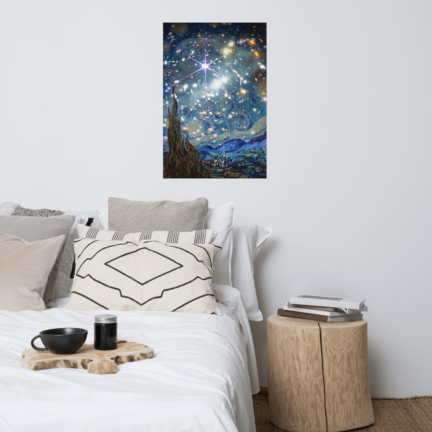 starry night with the image from the James Webb Telescope