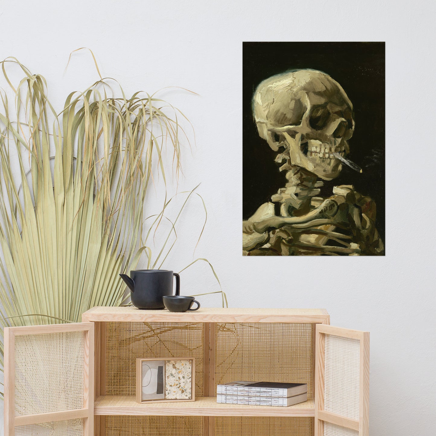 Van Gogh Skeleton Smoking Poster