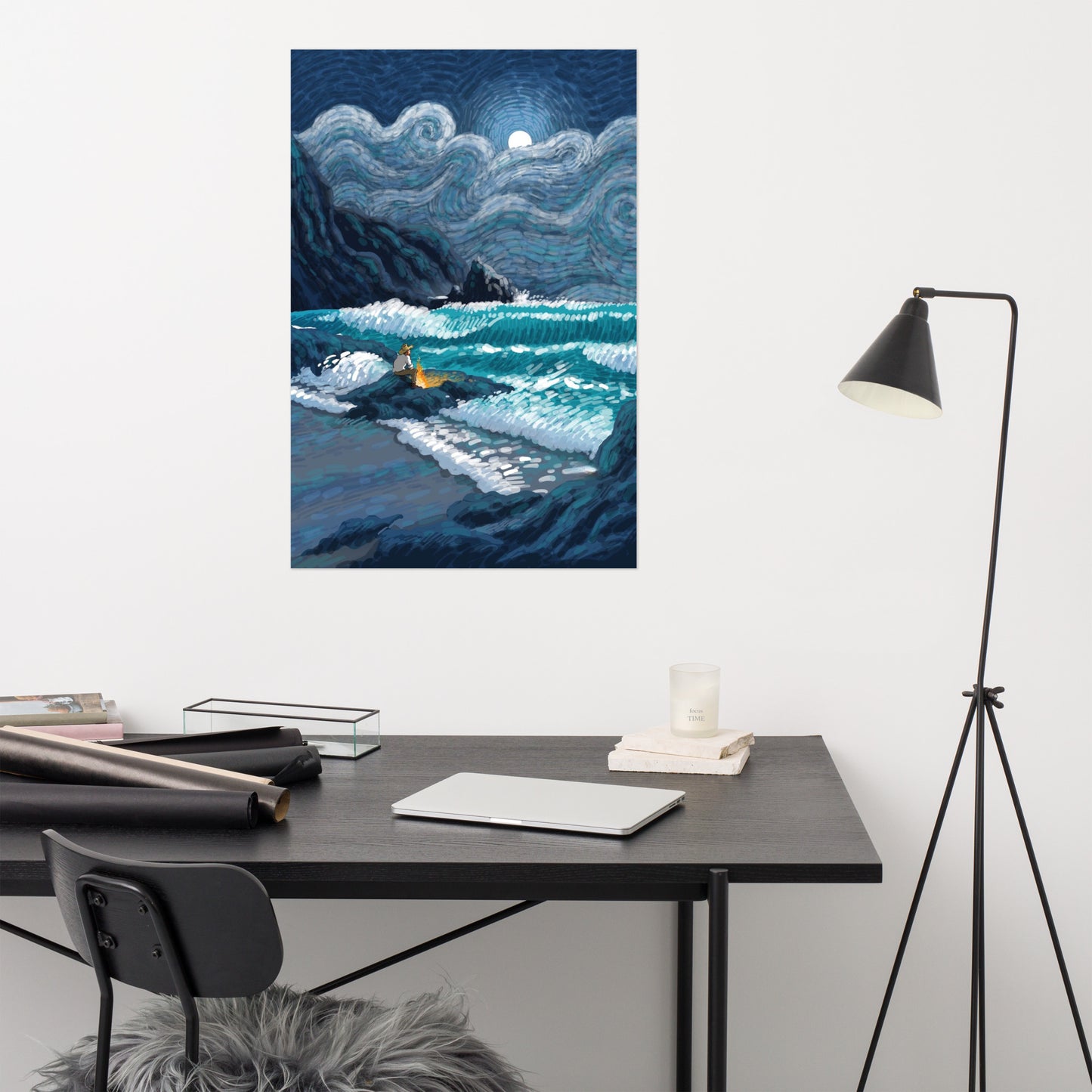 Van gogh and waves Poster