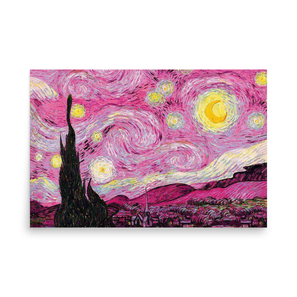 Starry night in pink Poster