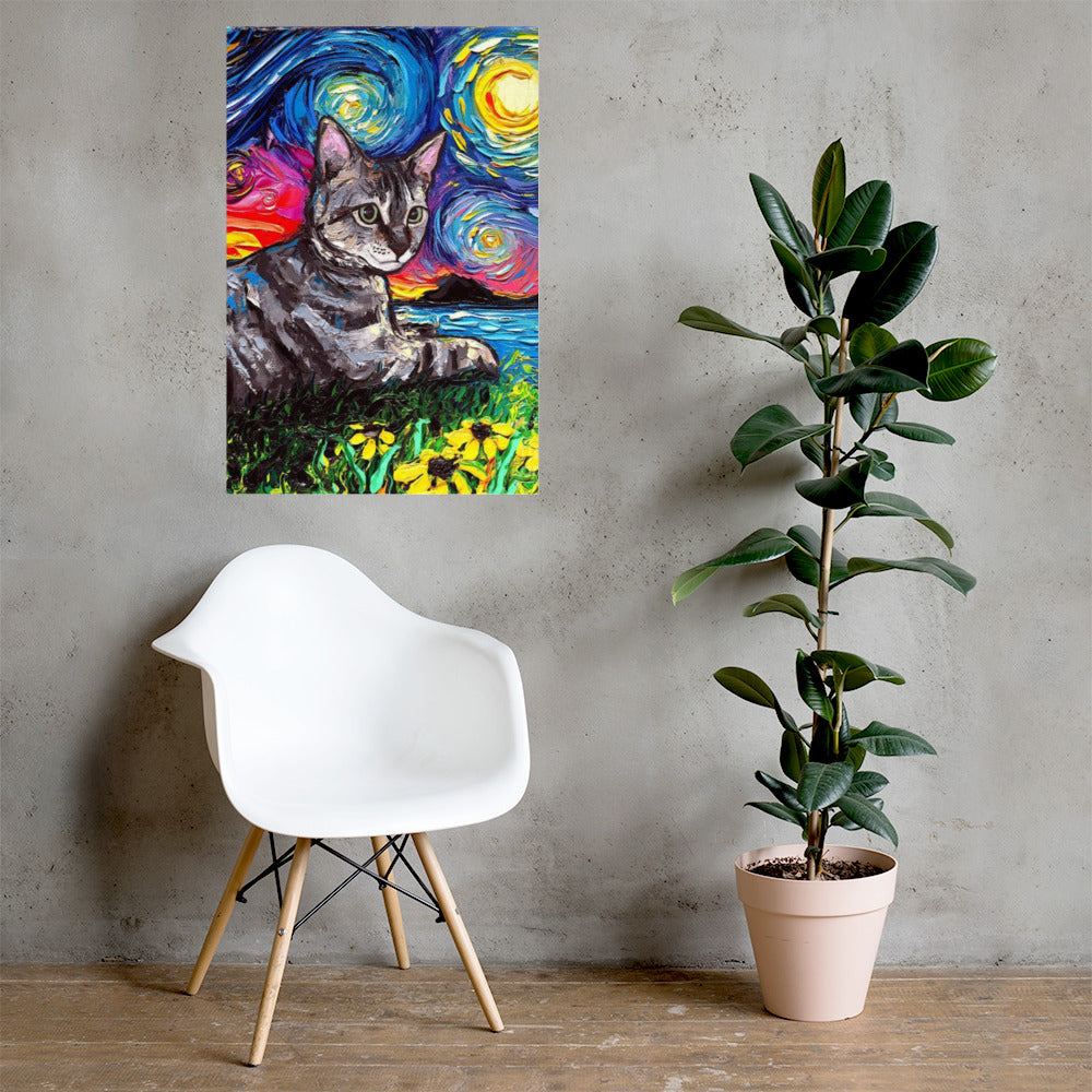 Cat Van Gogh style Poster