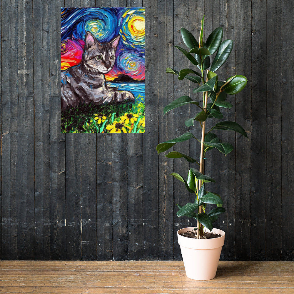 Cat Van Gogh style Poster