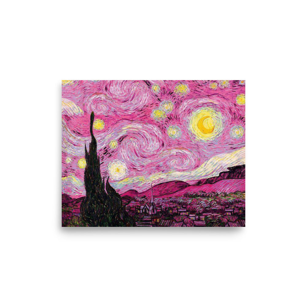 Starry night in pink Poster